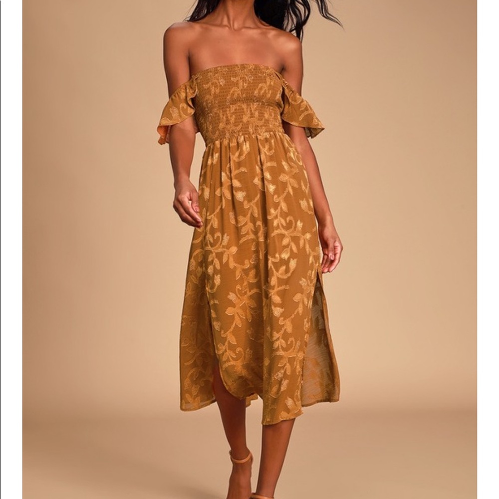 NWT lulus Rust orange off the shoulder dress